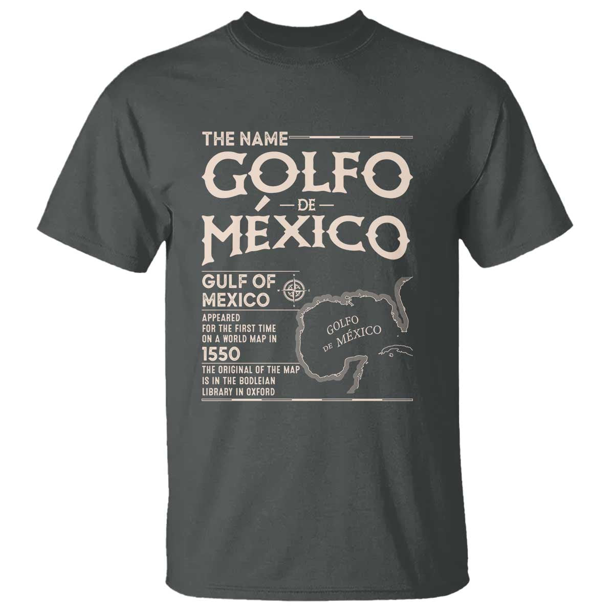 Gulf Of Mexico T Shirt 1672 Historic Map Coast Mexico Lover