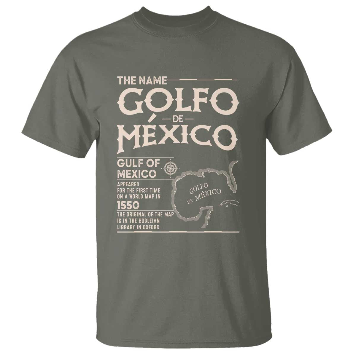 Gulf Of Mexico T Shirt 1672 Historic Map Coast Mexico Lover