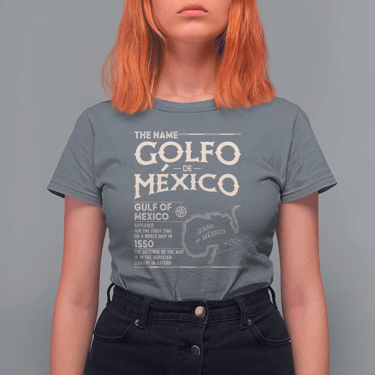 Gulf Of Mexico T Shirt For Women 1672 Historic Map Coast Mexico Lover