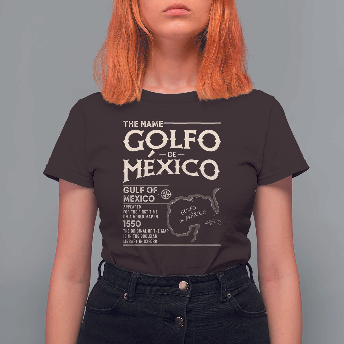Gulf Of Mexico T Shirt For Women 1672 Historic Map Coast Mexico Lover