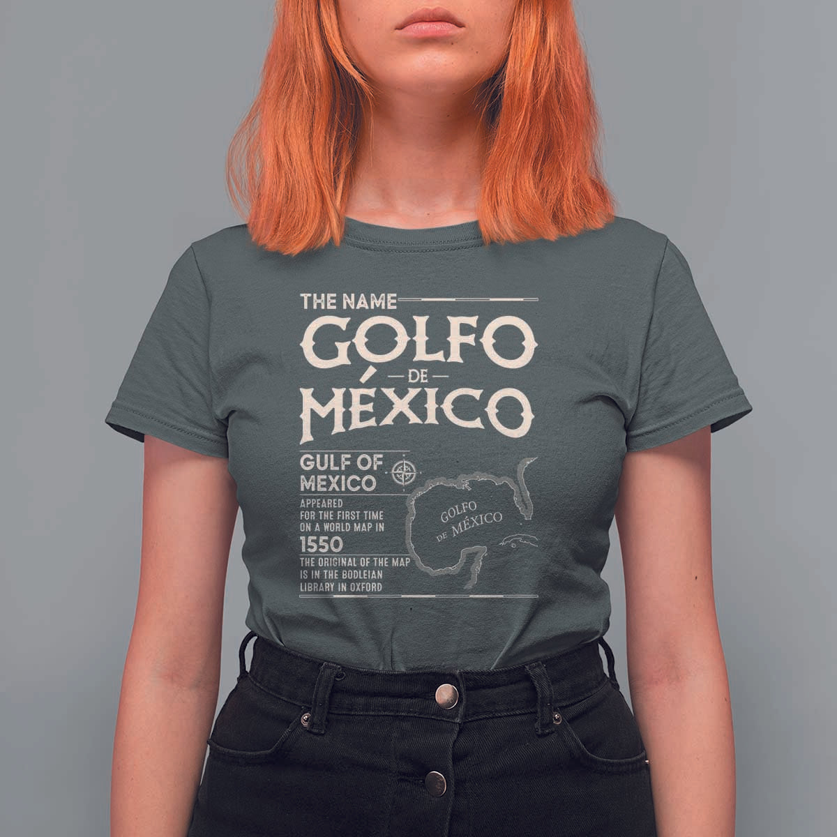 Gulf Of Mexico T Shirt For Women 1672 Historic Map Coast Mexico Lover