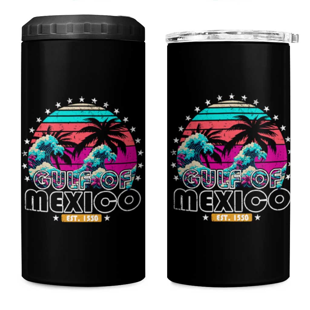 Gulf Of Mexico 4 in 1 Can Cooler Tumbler Est. 1550 Retro Summer Vibes