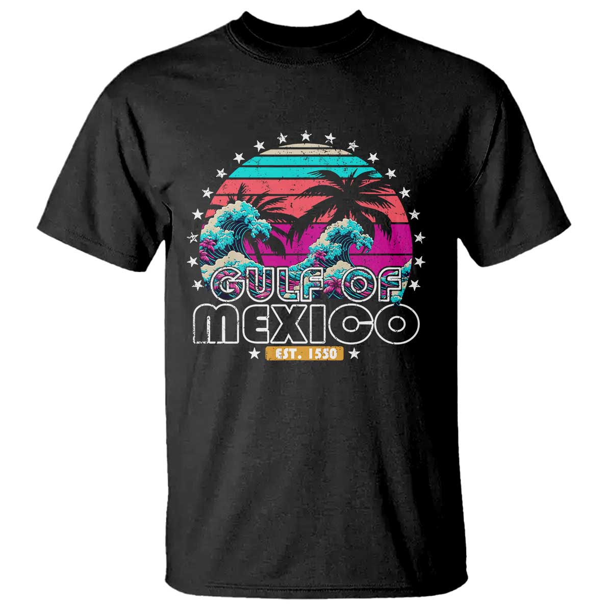 Gulf Of Mexico T Shirt Est. 1550 Retro Summer Vibes