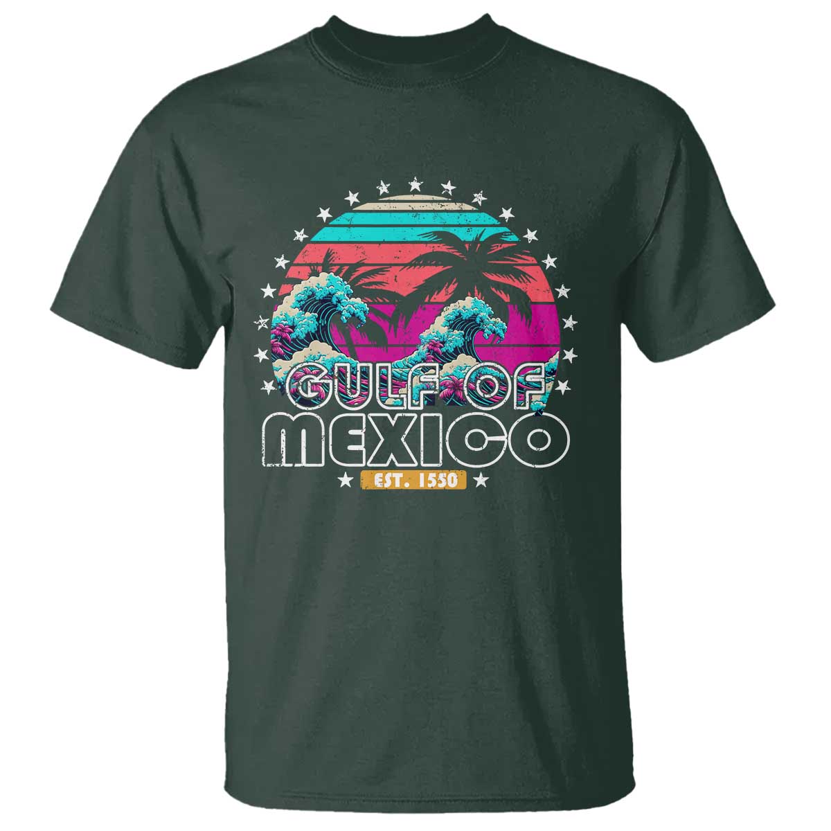 Gulf Of Mexico T Shirt Est. 1550 Retro Summer Vibes