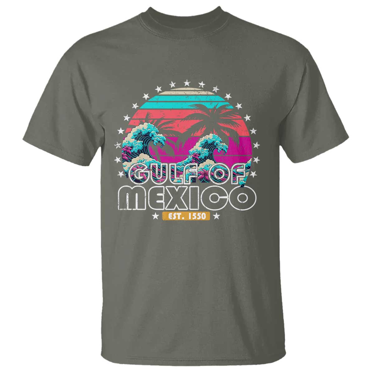 Gulf Of Mexico T Shirt Est. 1550 Retro Summer Vibes