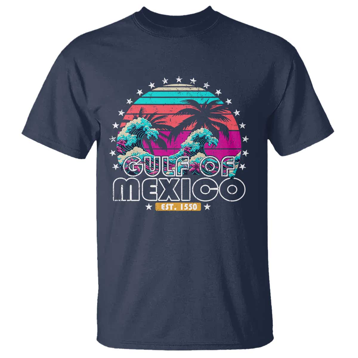 Gulf Of Mexico T Shirt Est. 1550 Retro Summer Vibes