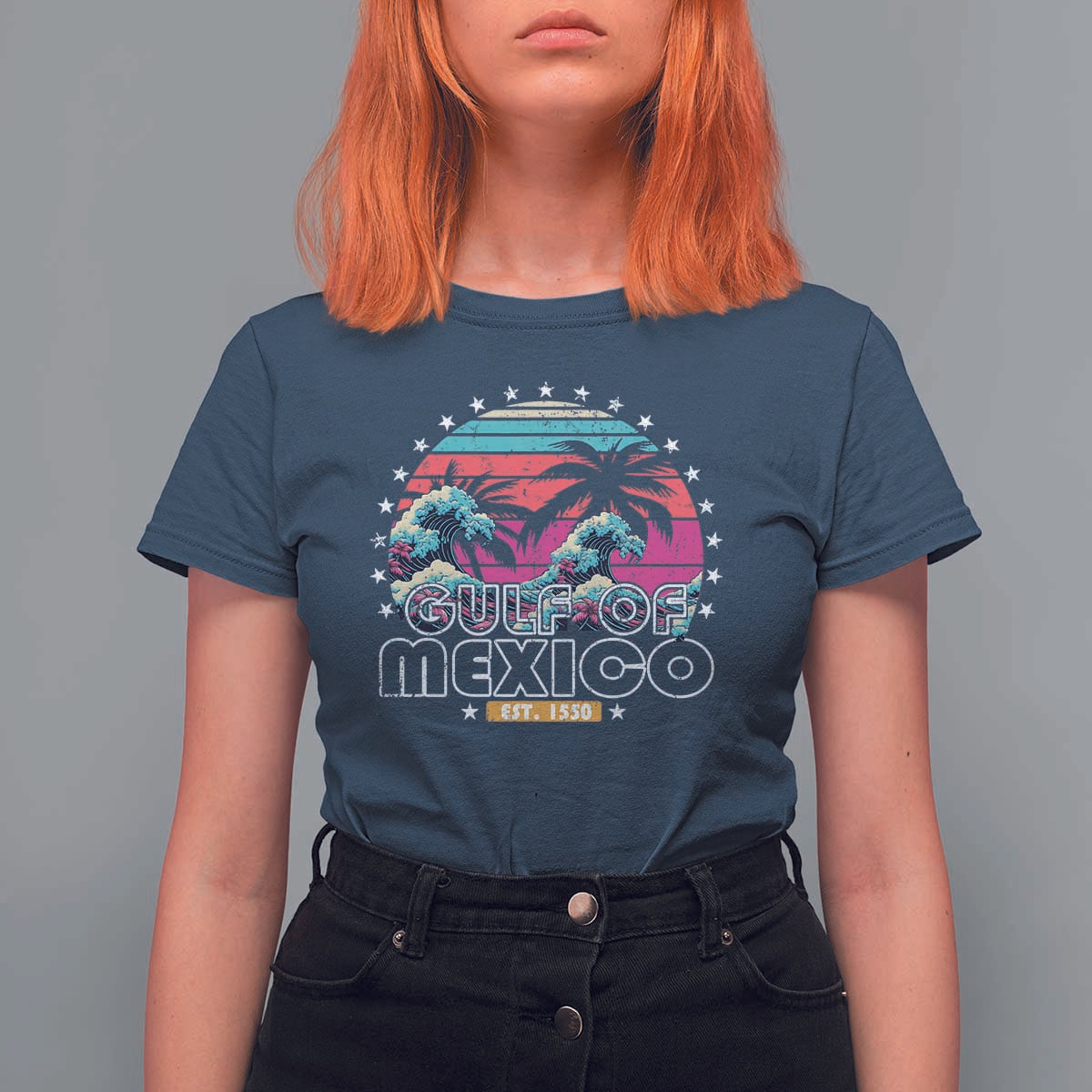 Gulf Of Mexico T Shirt For Women Est. 1550 Retro Summer Vibes