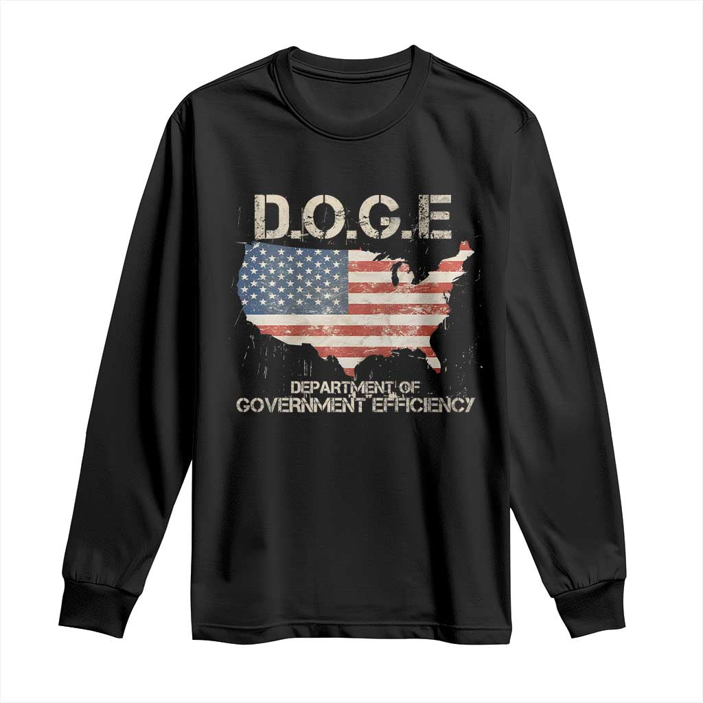D.O.G.E. DOGE Department of Government Efficiency Long Sleeve Shirt American Flag US Map