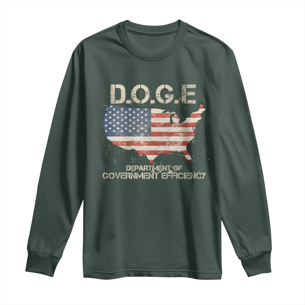 D.O.G.E. DOGE Department of Government Efficiency Long Sleeve Shirt American Flag US Map