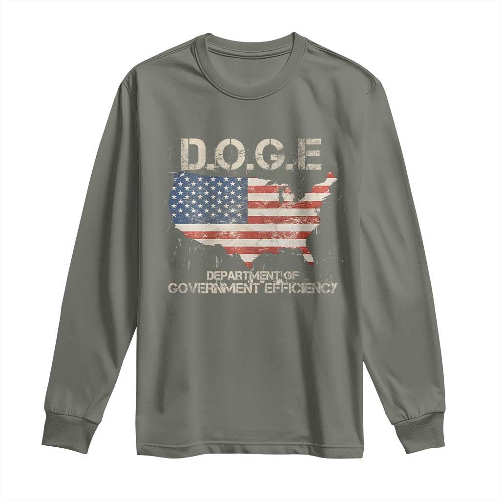 D.O.G.E. DOGE Department of Government Efficiency Long Sleeve Shirt American Flag US Map