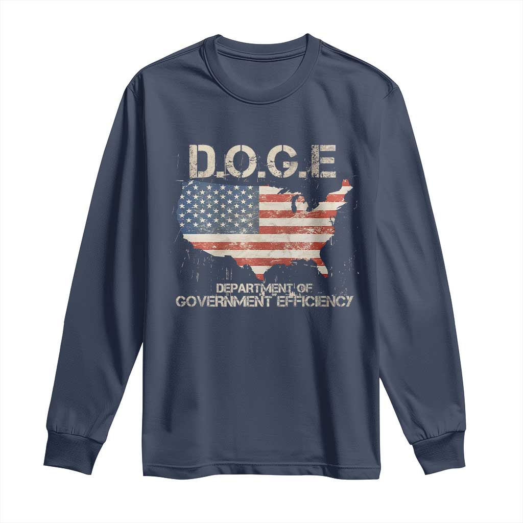 D.O.G.E. DOGE Department of Government Efficiency Long Sleeve Shirt American Flag US Map
