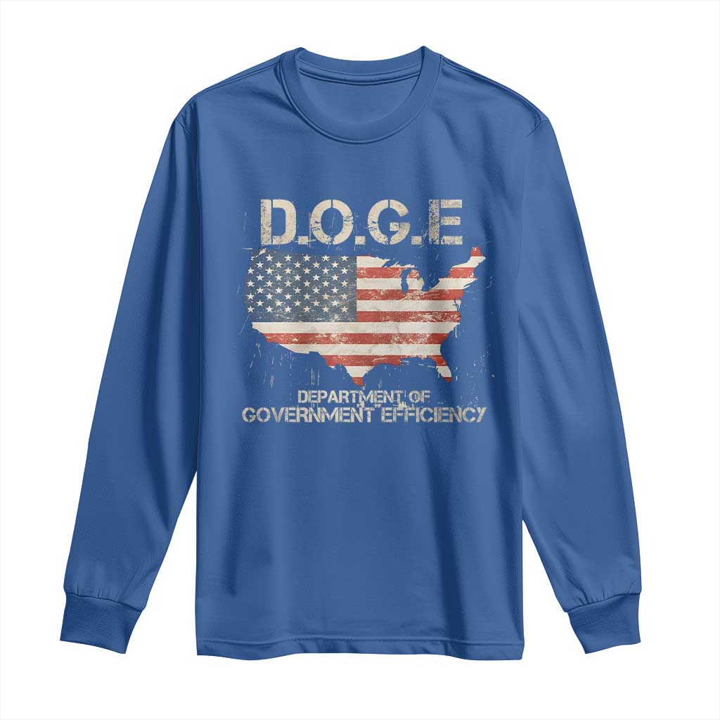 D.O.G.E. DOGE Department of Government Efficiency Long Sleeve Shirt American Flag US Map