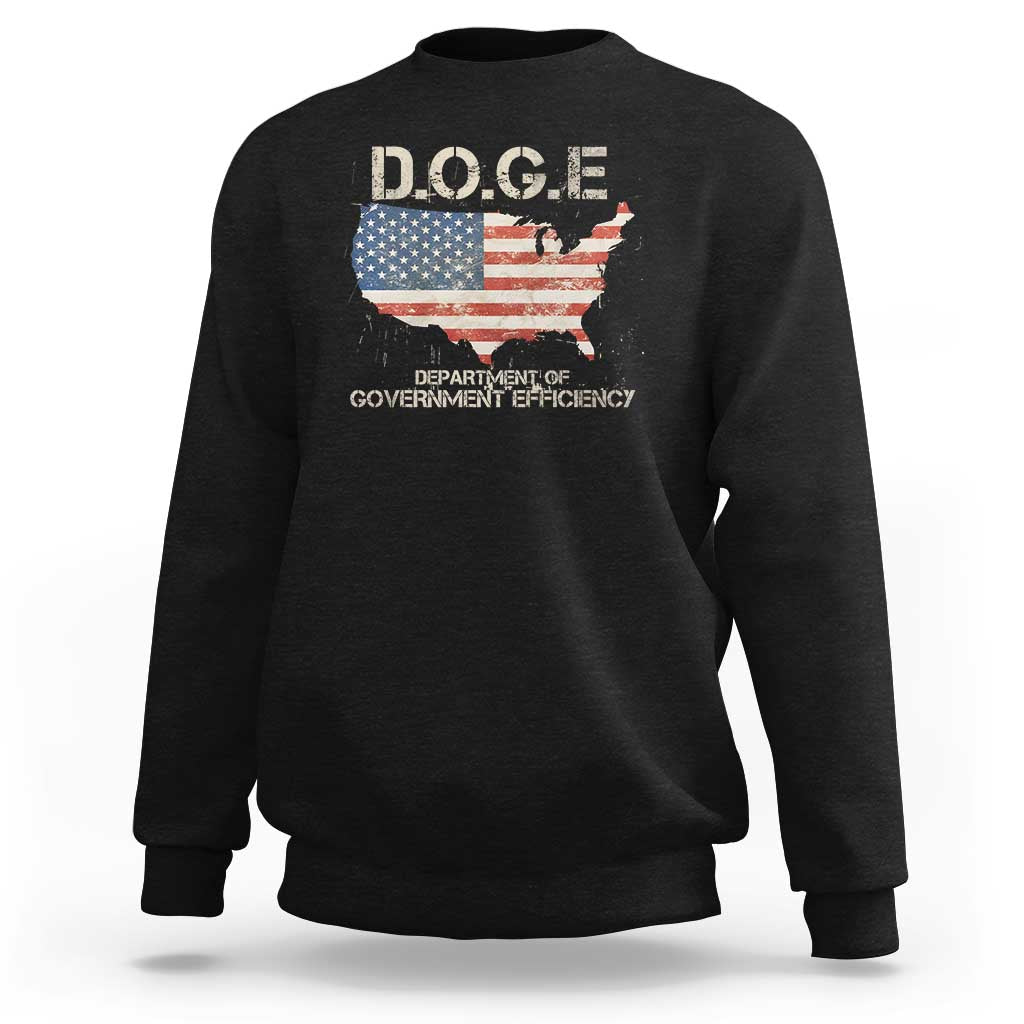 D.O.G.E. DOGE Department of Government Efficiency Sweatshirt American Flag US Map