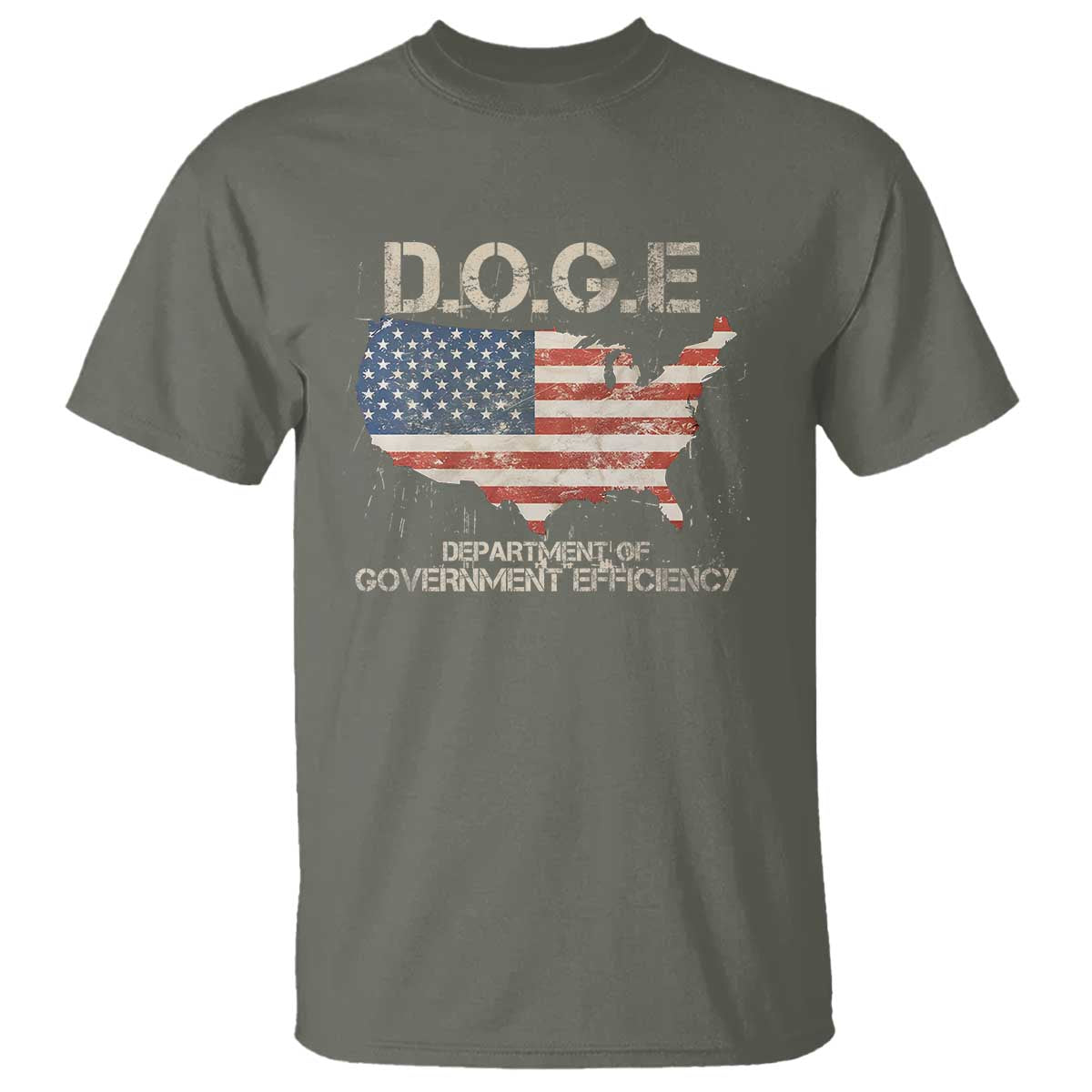 D.O.G.E. DOGE Department of Government Efficiency T Shirt American Flag US Map