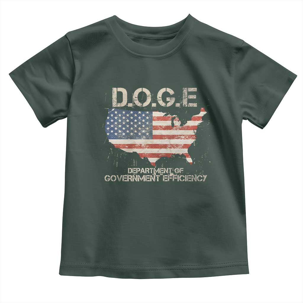 D.O.G.E. DOGE Department of Government Efficiency Toddler T Shirt American Flag US Map