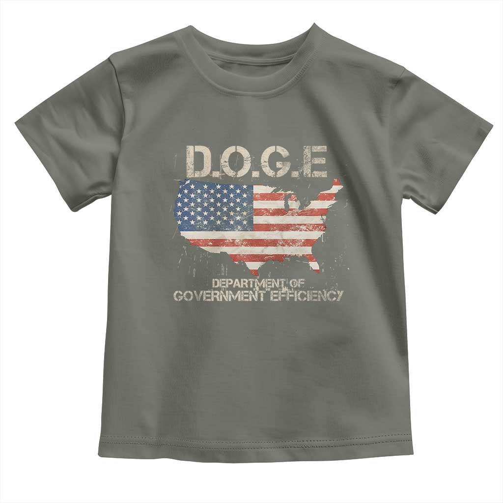 D.O.G.E. DOGE Department of Government Efficiency Toddler T Shirt American Flag US Map