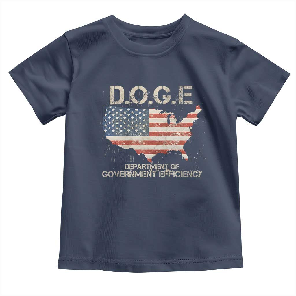 D.O.G.E. DOGE Department of Government Efficiency Toddler T Shirt American Flag US Map