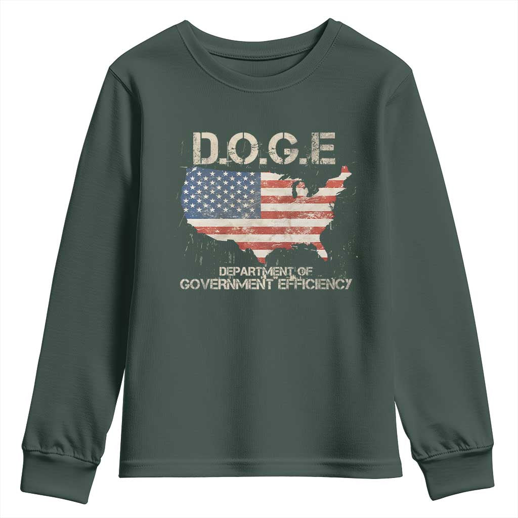 D.O.G.E. DOGE Department of Government Efficiency Youth Sweatshirt American Flag US Map