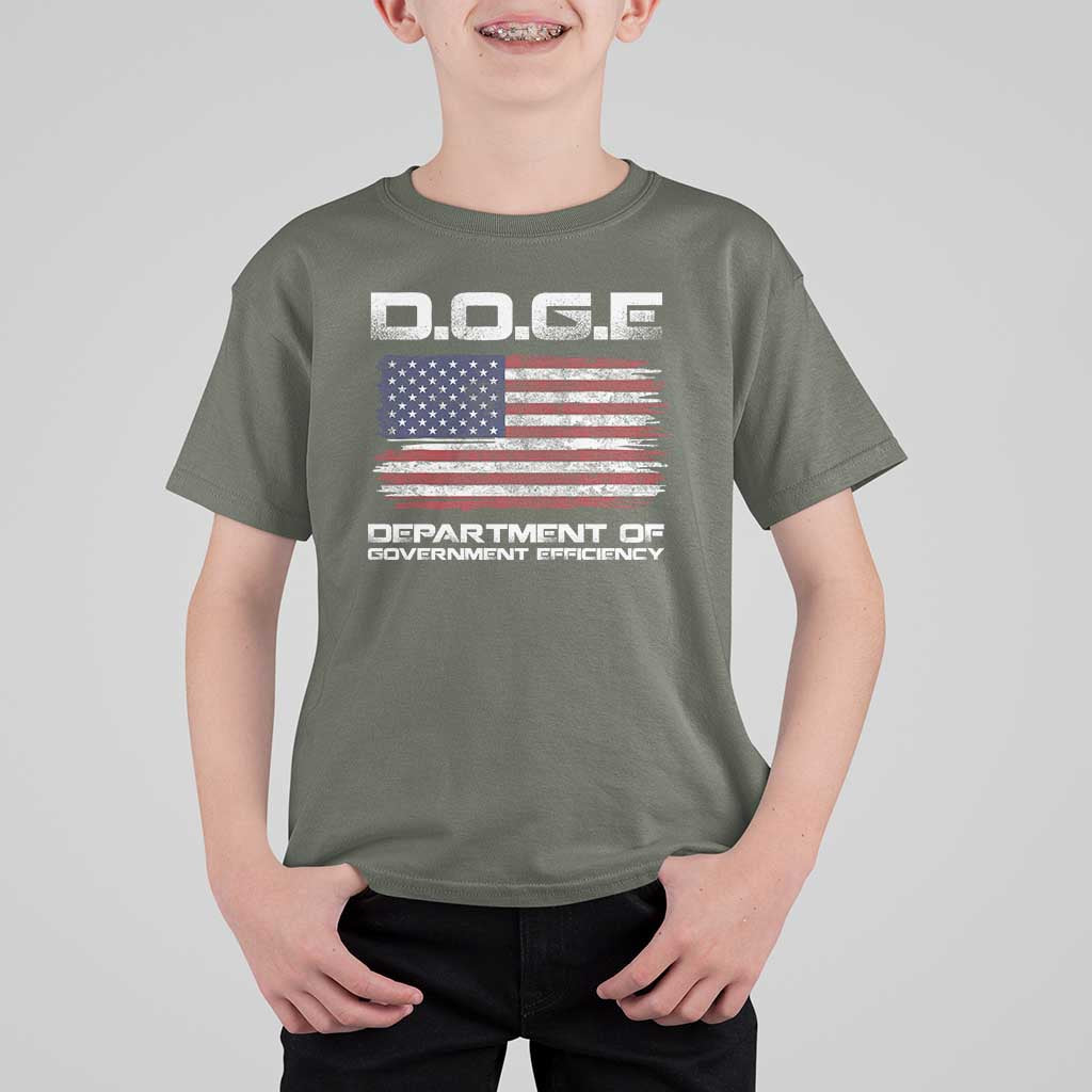 DOGE Department of Government Efficiency US Flag T Shirt For Kid