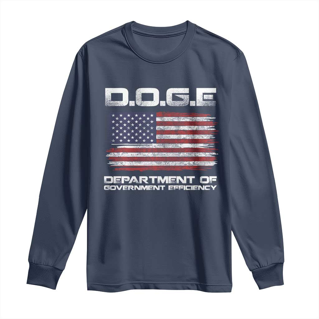DOGE Department of Government Efficiency US Flag Long Sleeve Shirt