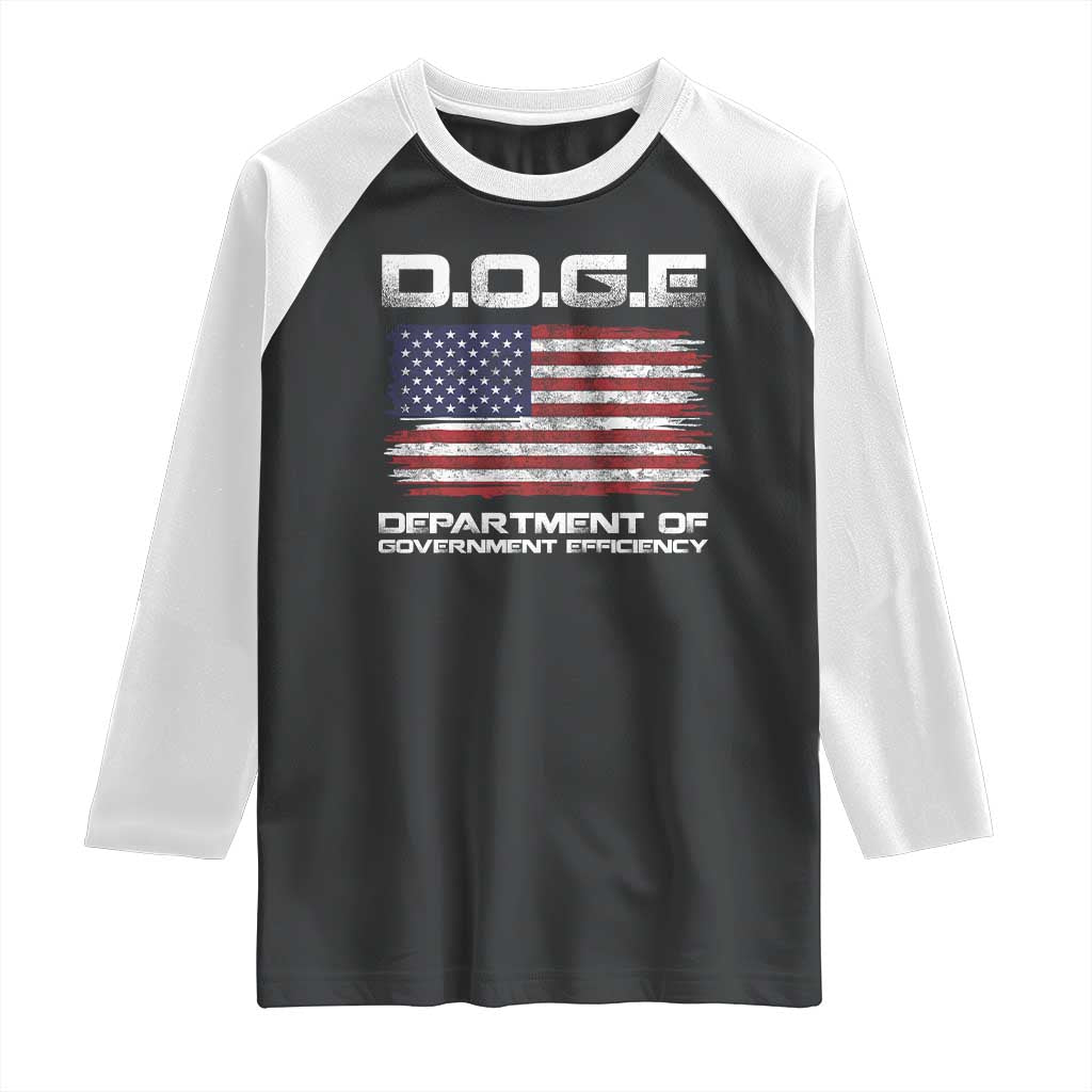 DOGE Department of Government Efficiency US Flag Raglan Shirt