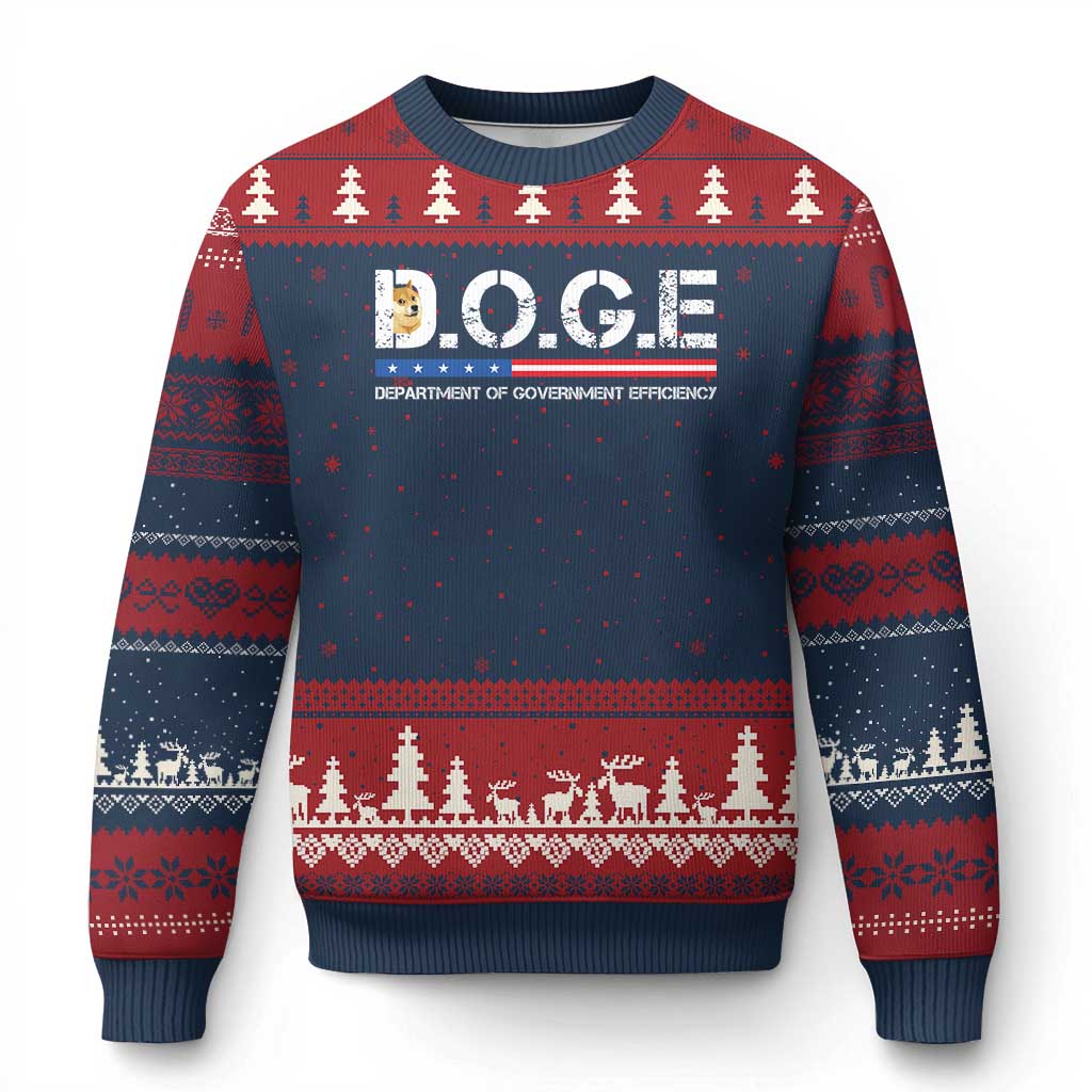 DOGE Department of Government Efficiency Ugly Christmas Sweater - Wonder Print Shop