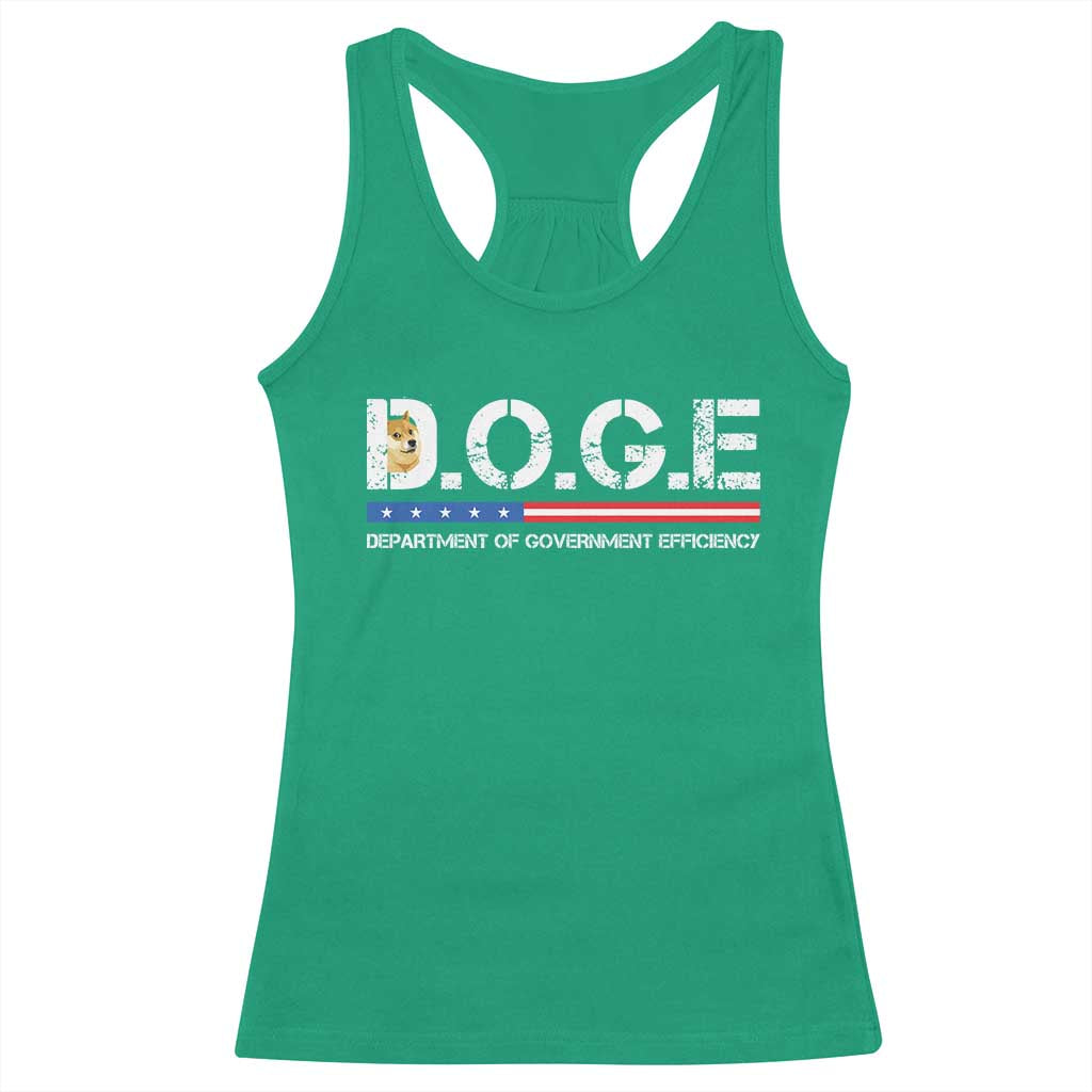 DOGE Department of Government Efficiency Racerback Tank Top - Wonder Print Shop