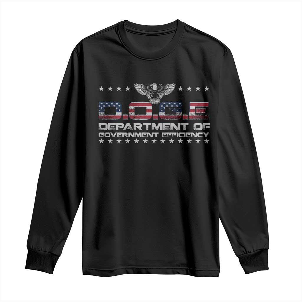 D.O.G.E. DOGE Department of Government Efficiency Long Sleeve Shirt American Flag Eagle