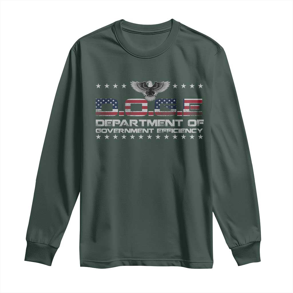 D.O.G.E. DOGE Department of Government Efficiency Long Sleeve Shirt American Flag Eagle