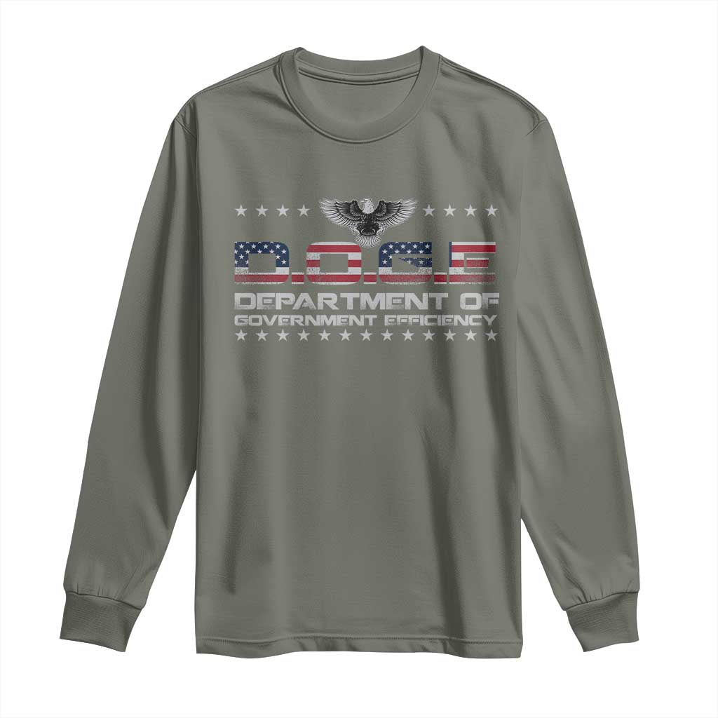 D.O.G.E. DOGE Department of Government Efficiency Long Sleeve Shirt American Flag Eagle