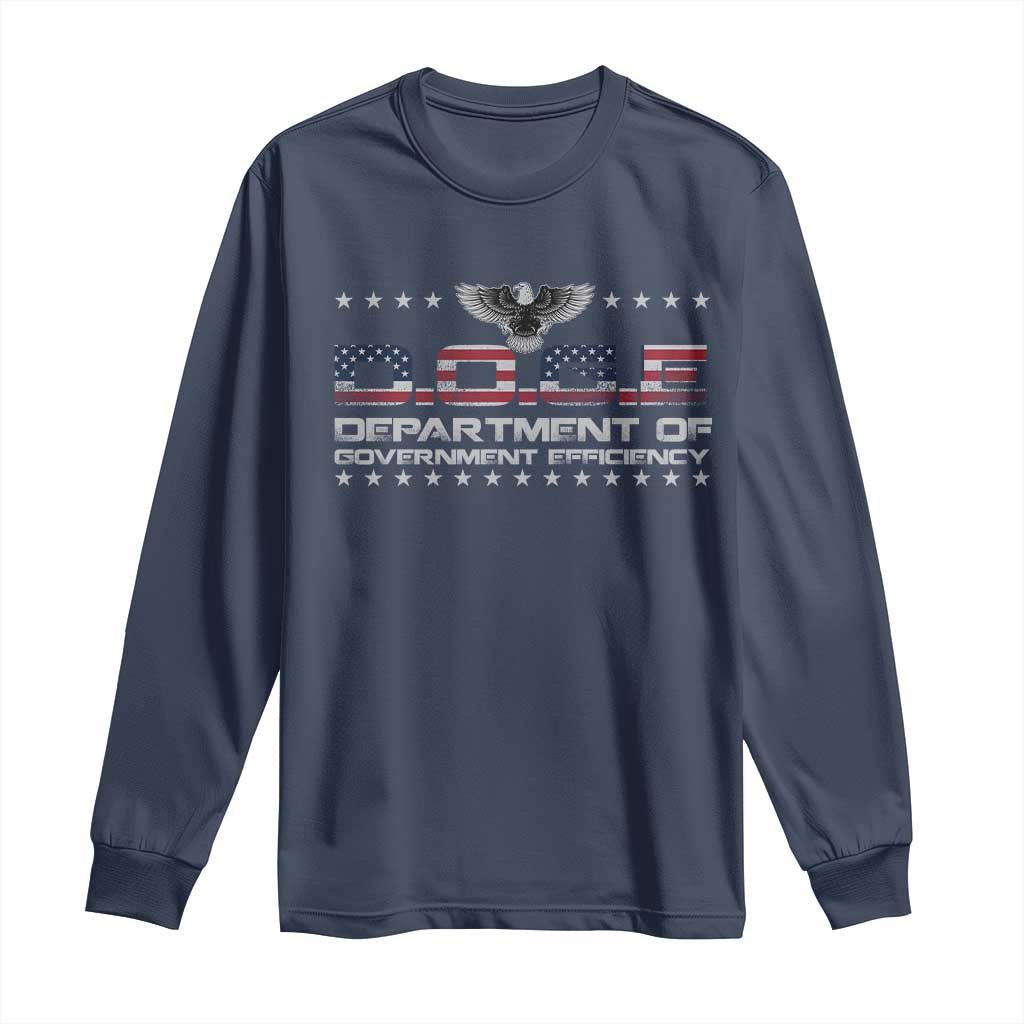 D.O.G.E. DOGE Department of Government Efficiency Long Sleeve Shirt American Flag Eagle