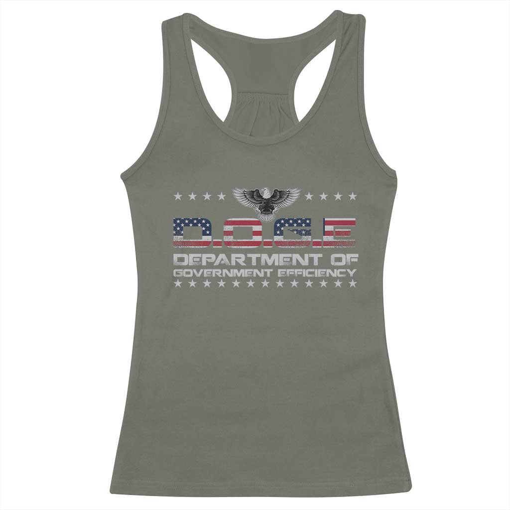 D.O.G.E. DOGE Department of Government Efficiency Racerback Tank Top American Flag Eagle