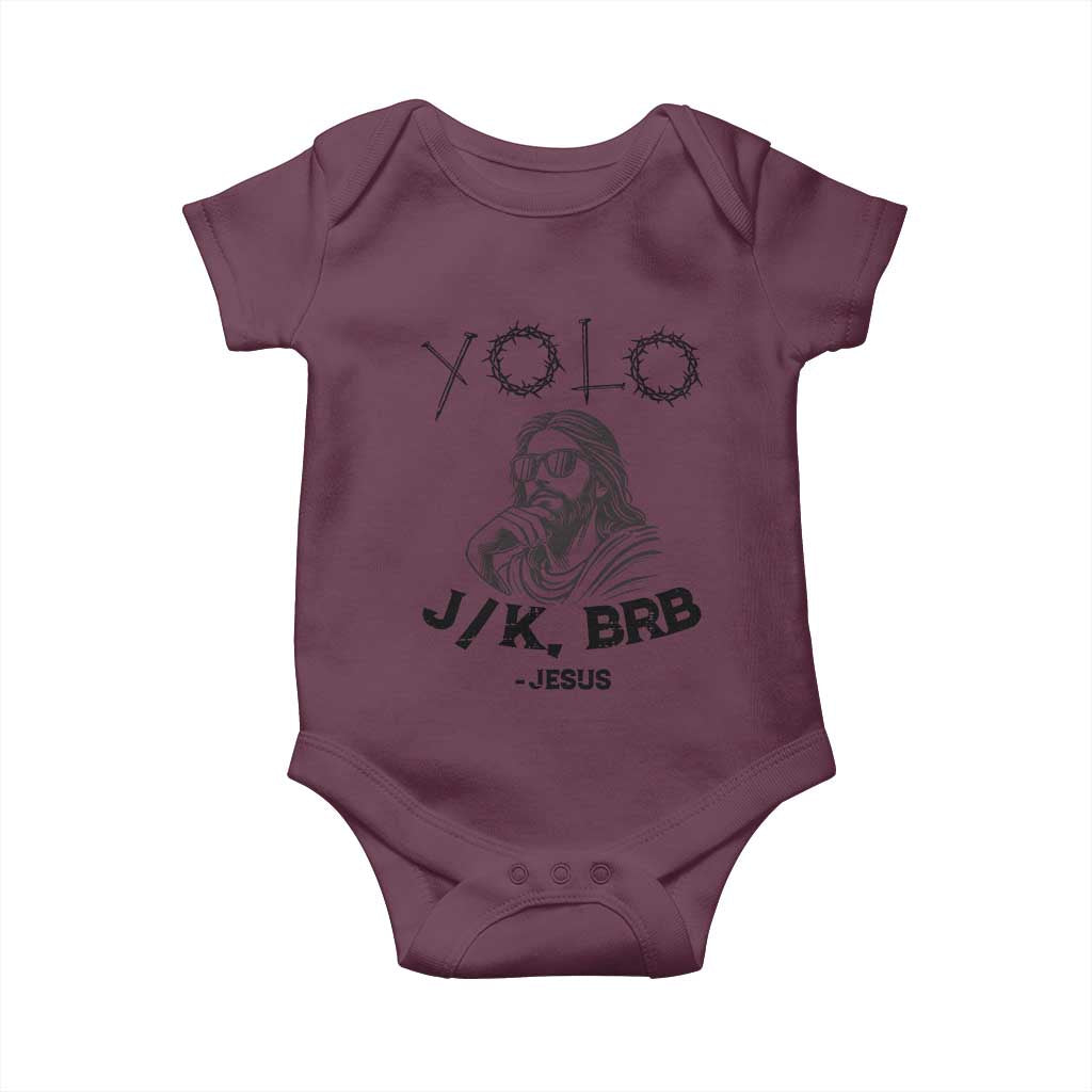 Yolo Jk BRB Jesus Baby Onesie Funny Easter Day Ressurection Christians - Wonder Print Shop