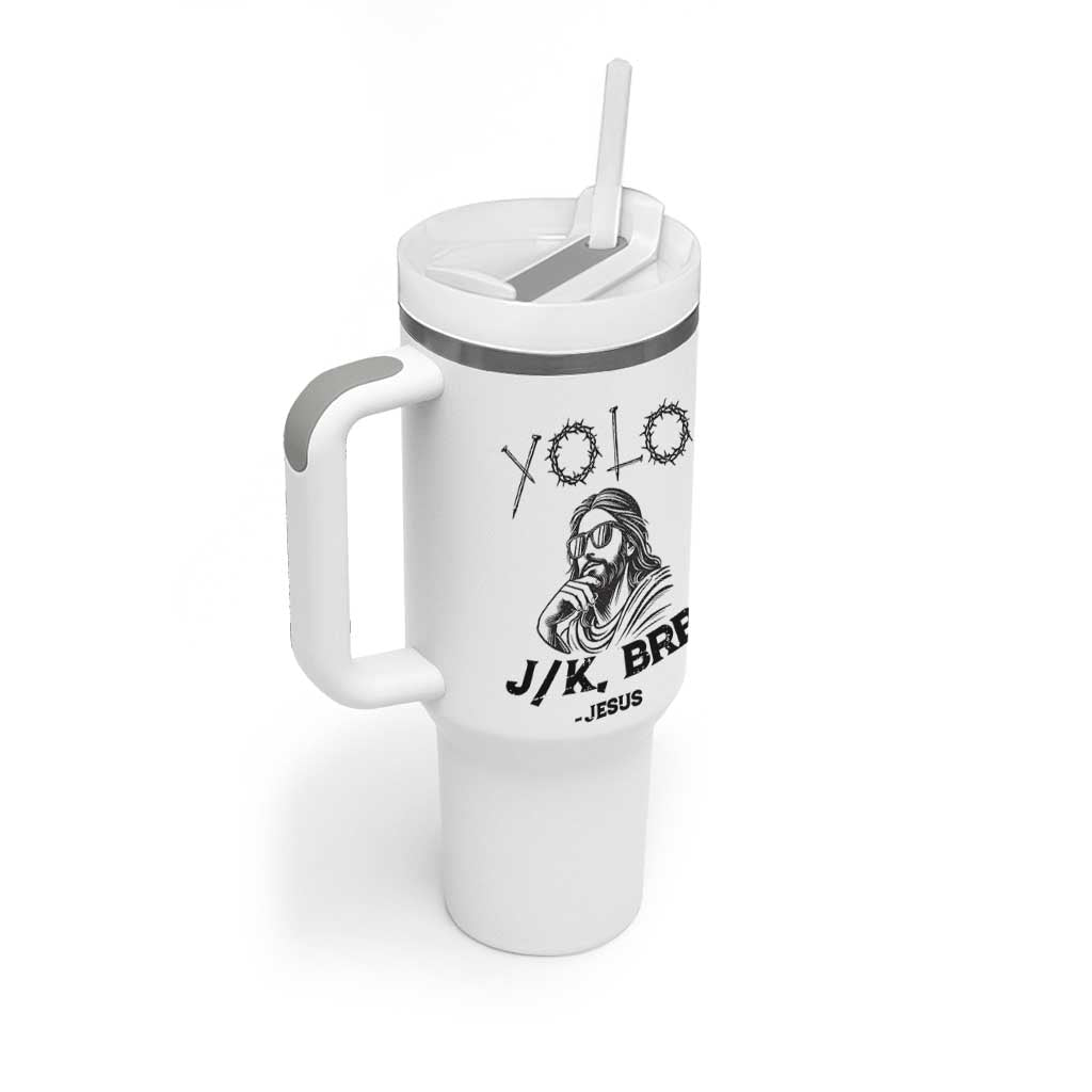 Yolo Jk BRB Jesus Tumbler With Handle Funny Easter Day Ressurection Christians - Wonder Print Shop