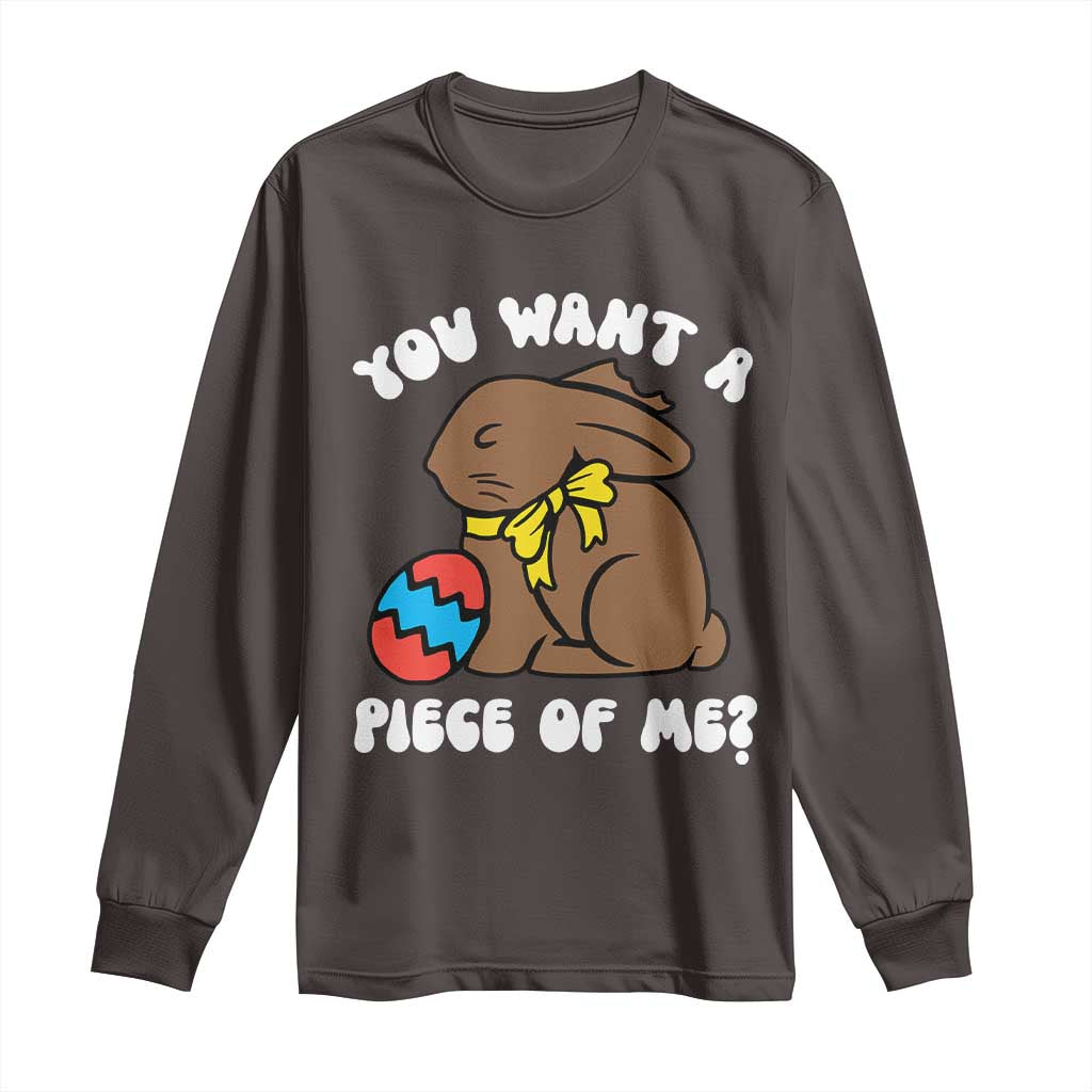 Funny Easter Bunny Long Sleeve Shirt Chocolate Rabbit You Want Piece Of Me