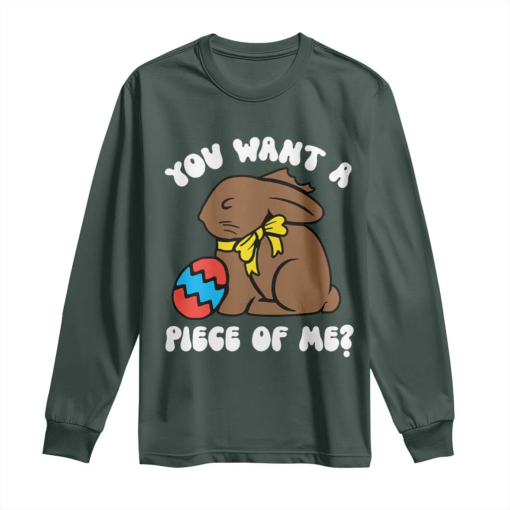 Funny Easter Bunny Long Sleeve Shirt Chocolate Rabbit You Want Piece Of Me