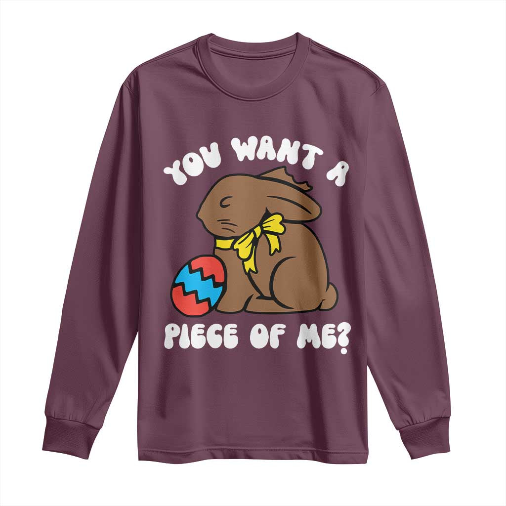 Funny Easter Bunny Long Sleeve Shirt Chocolate Rabbit You Want Piece Of Me