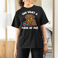 Funny Easter Bunny T Shirt For Women Chocolate Rabbit You Want Piece Of Me