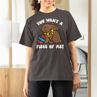 Funny Easter Bunny T Shirt For Women Chocolate Rabbit You Want Piece Of Me