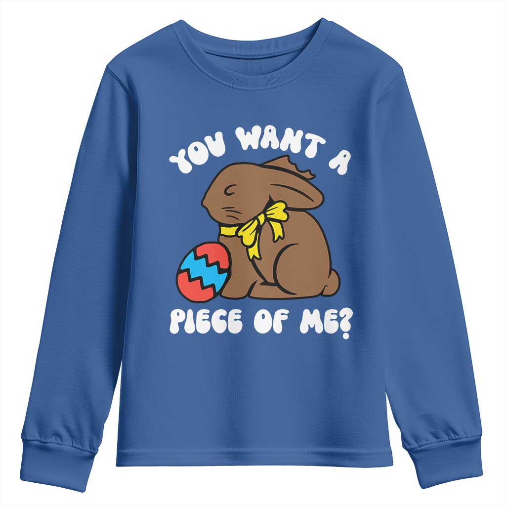 Funny Easter Bunny Youth Sweatshirt Chocolate Rabbit You Want Piece Of Me