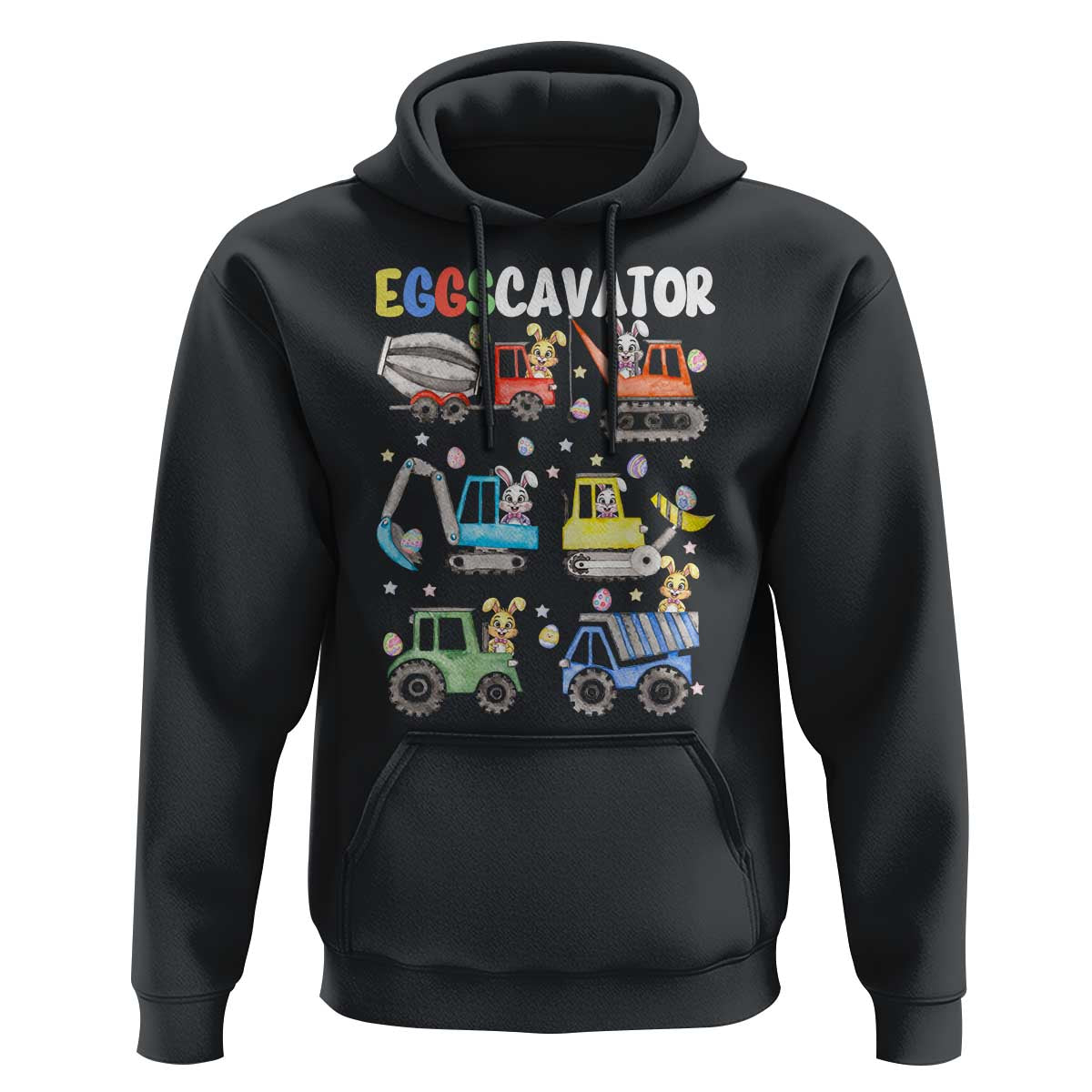 Easter Eggs-Cavator Hoodie Bunny Excavator Construction Trucks