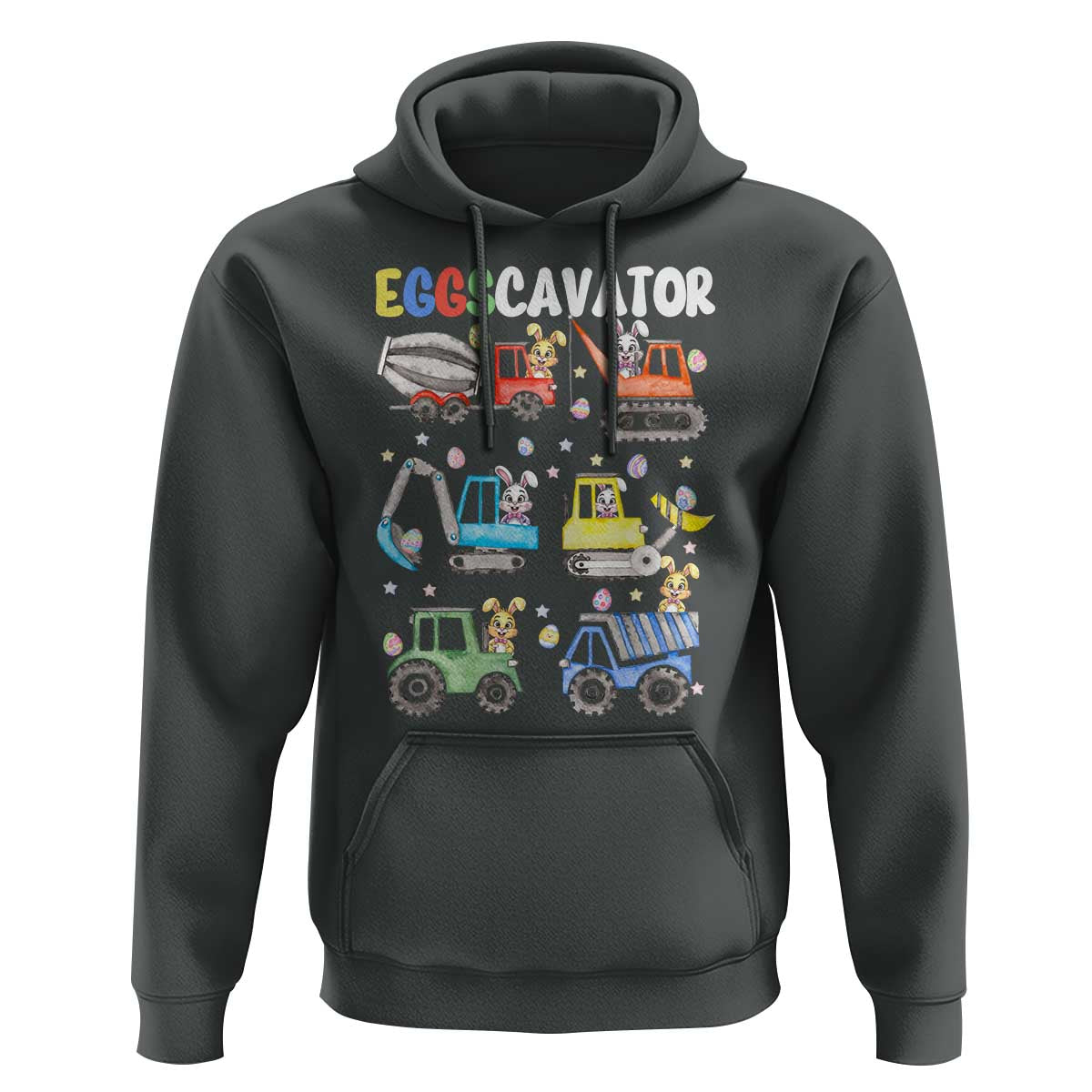 Easter Eggs-Cavator Hoodie Bunny Excavator Construction Trucks