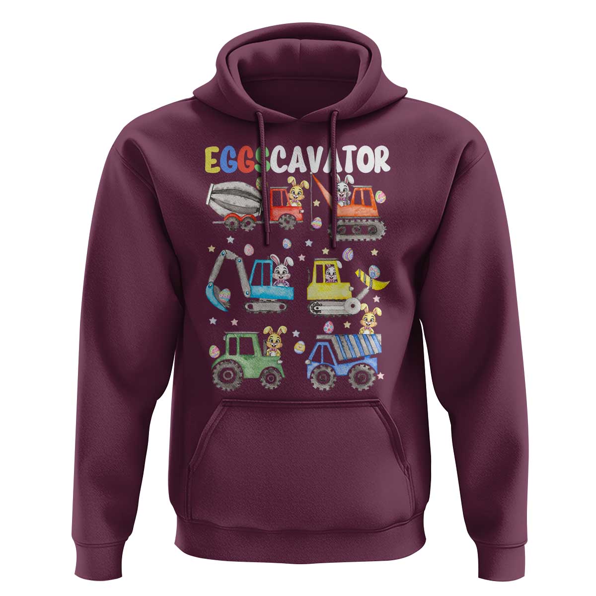 Easter Eggs-Cavator Hoodie Bunny Excavator Construction Trucks