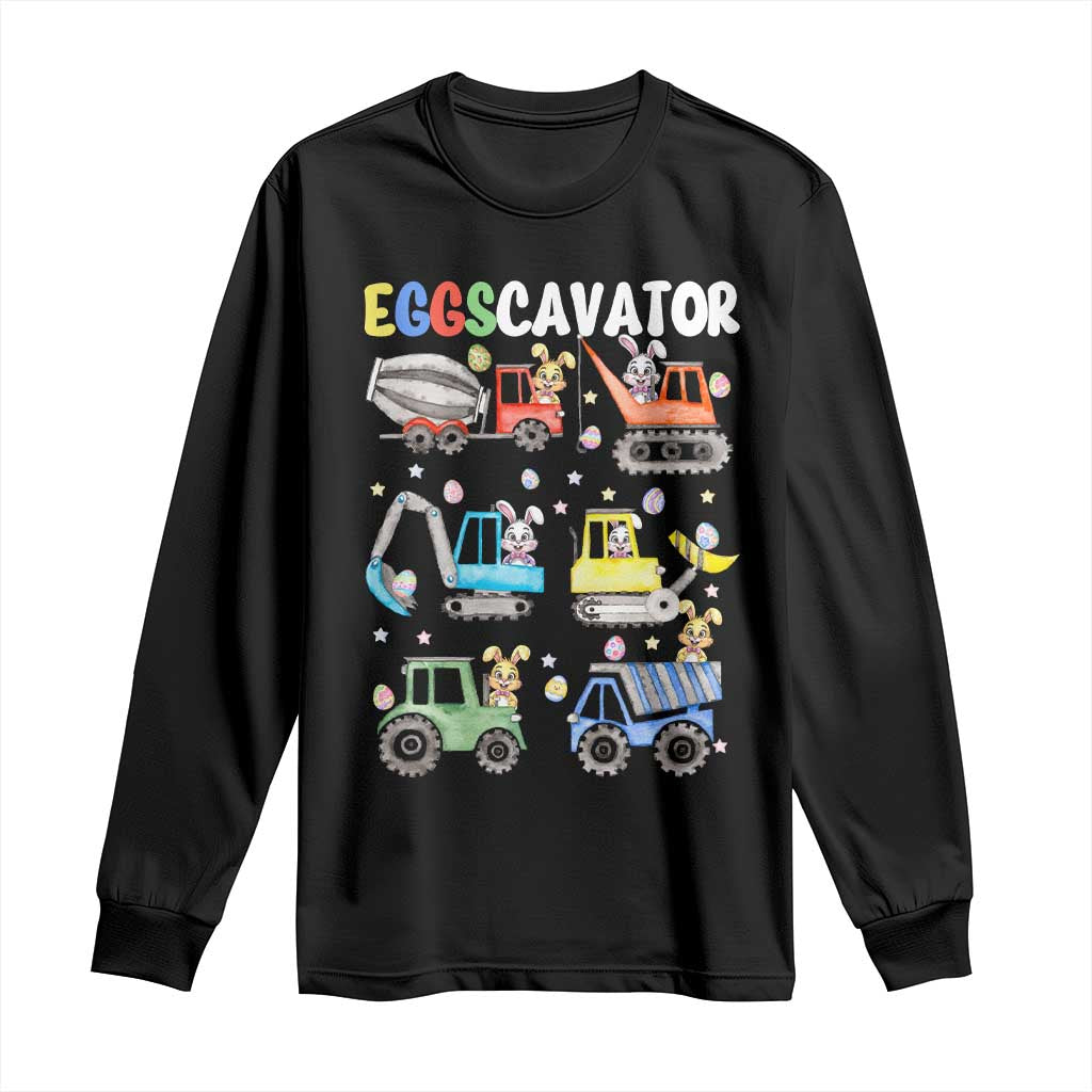 Easter Eggs-Cavator Long Sleeve Shirt Bunny Excavator Construction Trucks
