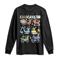 Easter Eggs-Cavator Long Sleeve Shirt Bunny Excavator Construction Trucks