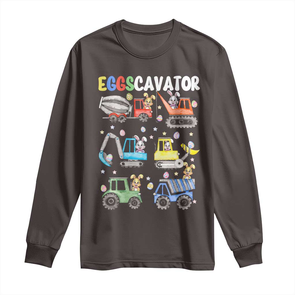 Easter Eggs-Cavator Long Sleeve Shirt Bunny Excavator Construction Trucks
