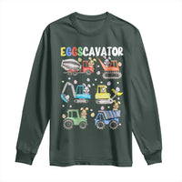 Easter Eggs-Cavator Long Sleeve Shirt Bunny Excavator Construction Trucks