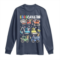 Easter Eggs-Cavator Long Sleeve Shirt Bunny Excavator Construction Trucks