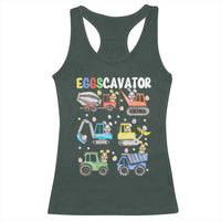 Easter Eggs-Cavator Racerback Tank Top Bunny Excavator Construction Trucks
