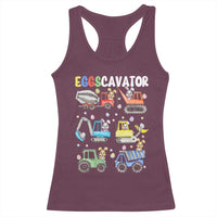 Easter Eggs-Cavator Racerback Tank Top Bunny Excavator Construction Trucks